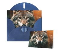 Thinking of You Cards with Envelopes Wolf in the forest at night Greeting Cards for All Occasions Thank You Blank Note Card for Wedding Invitations Valentine's Day Birthday Card 10x15 cm