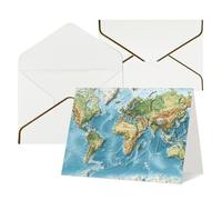 Thinking of You Cards with Envelopes World Map Blank Cards for All Occasions Sympathy Card Blank Note Card Thank You Greeting Cards for Wedding Invitations Birthday Party