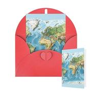 Thinking of You Cards with Envelopes World Map Blank Cards for All Occasions Thank You Blank Note Card Greeting Cards for Wedding Bridal Invitations Birthday Party 10 x 15 cm