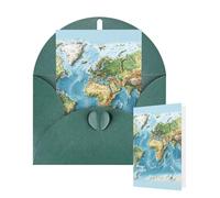 Thinking of You Cards with Envelopes World Map Blank Cards for All Occasions Thank You Blank Note Card Greeting Cards for Wedding Bridal Invitations Birthday Party 10 x 15 cm