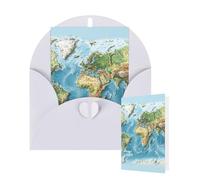 Thinking of You Cards with Envelopes World Map Blank Cards for All Occasions Thank You Blank Note Card Greeting Cards for Wedding Bridal Invitations Birthday Party 10 x 15 cm