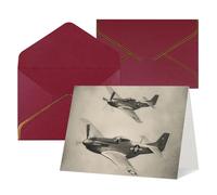 Thinking of You Cards with Envelopes World War 2 Aircraft Airplane Blank Cards for All Occasions Sympathy Card Blank Note Card Thank You Greeting Cards for Wedding Invitations Birthday Party