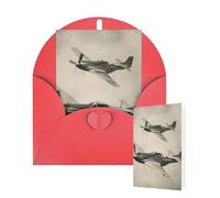Thinking of You Cards with Envelopes World War 2 Aircraft Airplane Blank Cards for All Occasions Thank You Blank Note Card Greeting Cards for Wedding Bridal Invitations Birthday Party 10 x 15 cm