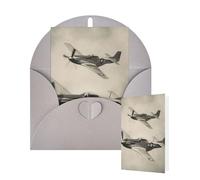 Thinking of You Cards with Envelopes World War 2 Aircraft Airplane Blank Cards for All Occasions Thank You Blank Note Card Greeting Cards for Wedding Bridal Invitations Birthday Party 10 x 15 cm