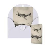 Thinking of You Cards with Envelopes World War 2 Aircraft Airplane Blank Cards for All Occasions Thank You Blank Note Card Greeting Cards for Wedding Bridal Invitations Birthday Party 10 x 15 cm