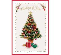 Thinking Of You Christmas Card - Christmas Tree with Gifts & Gold Foil 7.5x5.25"