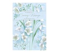 Thinking Of You Christmas Card - 'Sending a Caring Message' - Flowers and Snowflakes Artistic Design - Special Finish - Made in the UK - Eco-Friendly