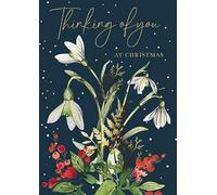 Thinking of You Christmas Card - Snowdrops and Cranberries with Foil details - Eco-Friendly and Recyclable - by Paper House