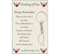 Thinking of you gift, Memorial Angel Wing Keyring with Inspirational Message, Remembrance Gift, Silver Metal