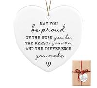 Thinking of You Gifts, Proud of You Gifts Memorial Ceramic Pendants, Heart Shaped Memorial Hug Token in Loving Memory for Coworkers, Friends, Retirement Farewell Leaving Going Away Gift Ideas