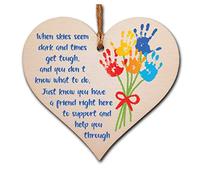 Thinking of You Heart Plaque - Wooden Hanging Gift Sign with Twine - Letterbox-Friendly Keepsake - 10x10cm Italian Plywood - Thoughtful Present for Loved Ones Far Away or Going Through a Hard Time