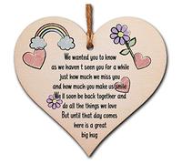 Thinking of You Heart Plaque - Wooden Hanging Gift Sign with Twine - Letterbox-Friendly Keepsake - 10x10cm Italian Plywood - Thoughtful Present for Loved Ones Far Away or Going Through a Hard Time