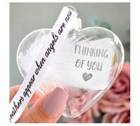 THINKING OF YOU In Memory of Feather Heart Bauble Gift Boxed Amaya Rose Ltd Clear One Size