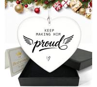 Thinking of You Memorial Gifts - Ceramic Plaque Keep Making Him Proud, Bereavement Keepsake Hug Token in Loving Memory Sympathy Inspirational Gift Present (Memorial)