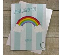 Thinking Of You Rainbow - Doodlebug Cute Character Sympathy Card Hand decorated with Glitter & Gems. (DO103)