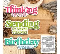 Thinking of You Sending So Much Thanks Birthday Wishes Metal Die Cuts for Card Making,Heart Card Cutting Dies Cut Stencils DIY Scrapbooking Album Decorative Embossing Paper Card Embossing Craft