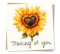 Thinking of You Sunflower Card - Beautiful, Flower Lover, Floral Design - Appreciation, Missing You - Sympathy for a Friend, Best Friend, Partner, Loved One, Relative