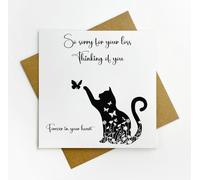Thinking of You Sympathy Card for Loss of Cat - Beautiful handmade luxury card