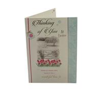 Thinking Of You Wonderful Time Pink Tulips Design Easter Card