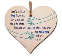 Thinking of You Wooden Heart Plaque - Letterbox-Friendly Hanging Gift Sign with Twine - 10x10cm Italian Plywood - Thoughtful Keepsake for Friends & Loved Ones - Sympathy, Long Distance, Hard Times
