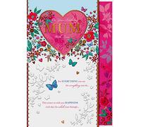 Thinking of You! Words n Wishes Mum Birthday Card - Beautiful Floral and Butterfly Design - Attractive Embossed and Foil Finish - For Her (WW-R023),Multi,186 x 266mm