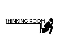 Thinking Room Bathroom Signs, Metal Minimalist Restroom Sign with Screws, Funny Restroom Decor for Home Decor Sign, Bathroom Decoration (Black)