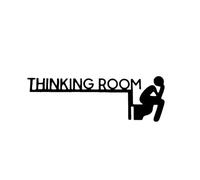 Thinking Room Door Sign - Funny Door Sticker | Creative Humorous Frame Wall Art | Self-Adhesive Wooden Topper Decor for Toilet & Bathroom | Black Decorative Toilet Sign (A)