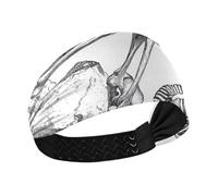 Thinking Skeleton Illustration no slip cloth headbands for women Elastic sweat band for make up Athletic Sports Workouts make up