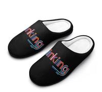 Thinking Women's Slippers Cotton Warm House Shoes with Rubber Anti-Slip Sole Slip On for Home Outdoor 7-8（39-40