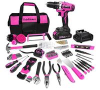 ThinkLearn 20V Cordless Drill Set - Pink Drill Kit for Women, DIY Home Repair Tool Set with Storage Bag