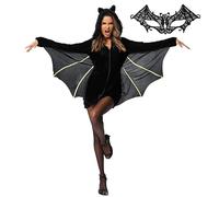 ThinkMax Halloween Costumes Women's Animal Black Bat Wings Costume, Vampire Outfit Suit Fancy Dress Halloween Party Cosplay Outfit for Adult Ladies