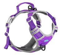 ThinkPet No Pull Harness Breathable Sport Harness with Handle-Dog Harnesses Reflective Adjustable for Medium Large Dogs,Back/Front Clip for Easy Control Neon Purple XL