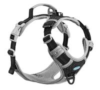 ThinkPet No Pull Harness Breathable Sport Harness with Handle-Dog Harnesses Reflective Adjustable for Medium Large Dogs,Back/Front Clip for Easy Control L Bright Black