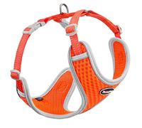 ThinkPet Reflective Breathable Soft Air Mesh No Pull Puppy Choke Free Over Head Vest Ventilation Harness Leash Set for Puppy Small Medium Dogs Orange L
