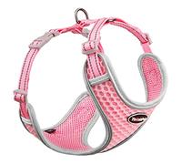 ThinkPet Reflective Breathable Soft Air Mesh No Pull Puppy Choke Free Over Head Vest Ventilation Harness Leash Set for Puppy Small Medium Dogs Pink M