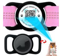 ThinkPet Tag Dog Collar Holder with QR Code Smart Pet ID Tag, Dual-Loop Tracker Holder with Smart QR Code, Waterproof Dustproof Silent Tag Holder Middle Black