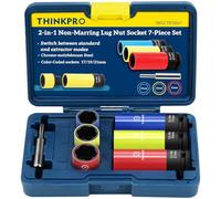 Thinkpro Impact Lug Nut Socket Set,7 Pieces Thin Wall Impact Sockets,17,19,21 mm Non-Marring Deep Wheel Protector Sockets with Bolt Extractor for Anti-theft Wheel Nuts