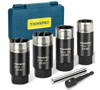 Thinkpro Locking Lug Nut Removal Tool-6 Pieces Deep Lug Nut Extractor Set,Stripped Lug Nut Remover 1/2" Drive,17/19/ 21/ 22MM Wheel Lock Removal Kit for Broken Bolts and Nuts