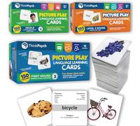 ThinkPsych Picture Cards for Speech Therapy - 450 Flash Cards for Toddlers & Kindergarten - Animals, Body Parts, Emotions, Food - ABA Therapy & Tacting Cards