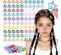 Thinkrstuff 100 PCS Cute Star Clips, 1.18" Y2K Hair Accessories Kawaii Small Star Barrettes Non-Slip Colorful Metal Snap Hair Clip for Girls Women, Fashion Clips Ornament Set for Rave Decor