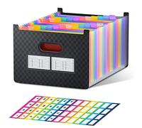 ThinkTex 26 Pockets Expanding File Folder, Upright & Open Top, A-Z Colorful Tabs, Larger Capacity Accordian Folder, for School, Home and Office