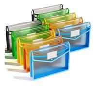 ThinkTex A4 Plastic File Folder, 10 Pcs Document Folder Transparent envelopes with Snap Closure, No Dividers, Large Capacity, Assorted Colors, for School Office Home
