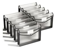 ThinkTex A4 Plastic File Folder, 10 Pcs Document Folder Transparent envelopes with Snap Closure, No Dividers, Large Capacity, Assorted Colors, for School Office Home (Black)