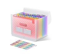 ThinkTex Accordion File Organiser, 12 Pockets A4 Expanding File Folders | Portable Monthly Bill Receipt Document Organiser, Colorful Tabs, Letter/A4 Size, for School Home Office, Pink