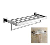 ThinkTop 24 Inch Bathroom Shelves Towel Holder Shelf with Towel Rack Rail Bar, SUS304 Stainless Steel Chrome Finished Mirror Polished Wall Mount