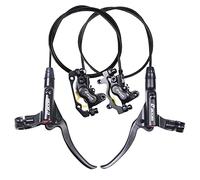 ThinkTop 4 Piston Bike Hydraulic Disc Brake, MTB Bicycle Oil Pressure 4 Piston Driving Brake Caliper, Left (Front) 800/Right (Rear) 1400mm (Black)