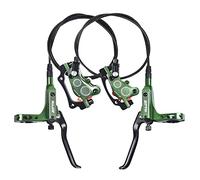 ThinkTop Bike 4 Piston Hydraulic Disc Brake, CNC Machining MTB Bicycle Oil Pressure 4 Piston Driving Brake Caliper, Left (Front) 800/Right (Rear) 1400mm (Green)