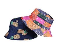 ThinkTop Unisex Reversible Bucket Hat 2 in 1, Foldable Beach Sun Fisherman Hats, Outdoor Travel Cap, Satin Lined Printed Pattern Cotton Bucket Hat… Multicoloured