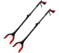 THINKWORK 2-Pack Litter Pickers for Adults, 81cm/32" Foldable Grabber Stick for Elderly, Helping Hand Grabber for Disabled, Heavy Duty Pick Up Stick Grabber, Portable Rubbish Picker Grabber (Red)