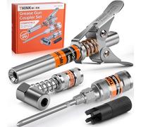 THINKWORK Grease Gun Coupler Set, Double Handle Extra Reach Strong Lock on Greases Gun Couplers with 90°Grease Coupler Adaptor, 12000 PSI Compatible with All Grease Guns 1/8" NPT Grease Gun Fitting